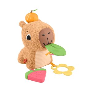 Mattel Fisher-Price Baby Sensory Toy Snuggly Snacky Capybara Plush with Newborn Teether & Rattle Activities for Infants