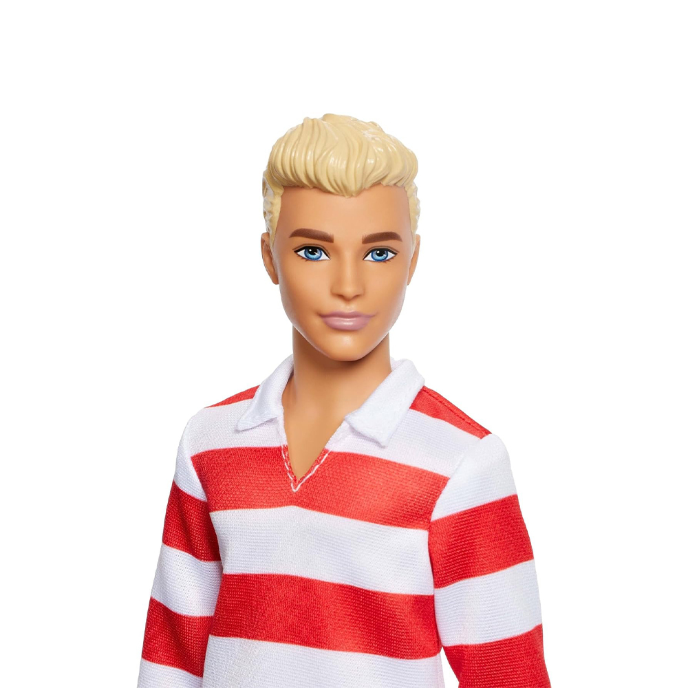 Mattel Barbie Fashionistas Ken Doll #241 in Red Striped Top And Pink Shorts With White Sneakers, Blonde - Image 5
