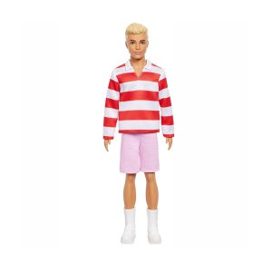 Mattel Barbie Fashionistas Ken Doll #241 in Red Striped Top And Pink Shorts With White Sneakers, Blonde