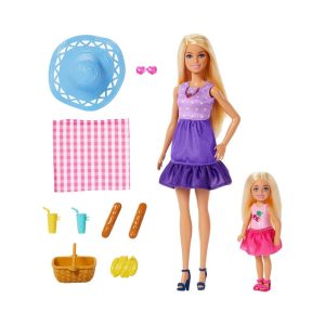 Mattel Barbie Family & Friends Dolls & Accessories, Picnic-Themed Playset With 2 Dolls & 9 Pieces