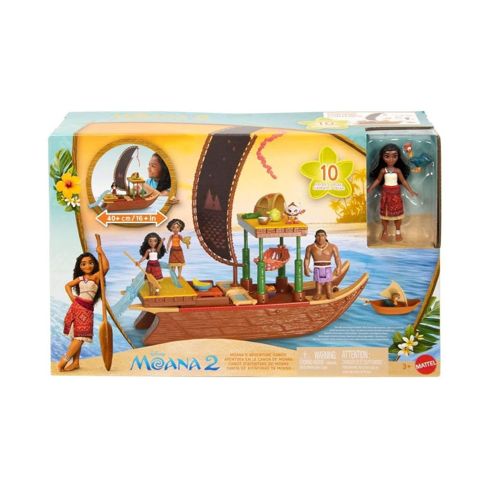 Mattel Disney Moana 2, Moanas Adventure Canoe Playset With 1 Small Doll, 1 Canoe & 10 Accessories - Image 2