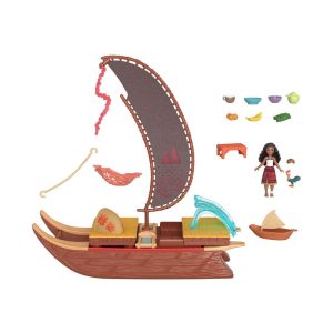 Mattel Disney Moana 2, Moanas Adventure Canoe Playset With 1 Small Doll, 1 Canoe & 10 Accessories