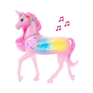 Mattel Barbie Sparkle Lights Toy Unicorn With 20 interactive Combos Of Lights, Sounds & Music (JCP78)