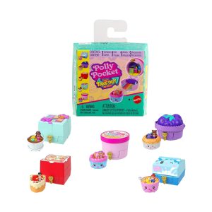 Mattel Polly Pocket Tiny Take Out Reveal Assortment, Micro Dolls & Compacts With Toy Cars, Food Theme Vehicle Collection