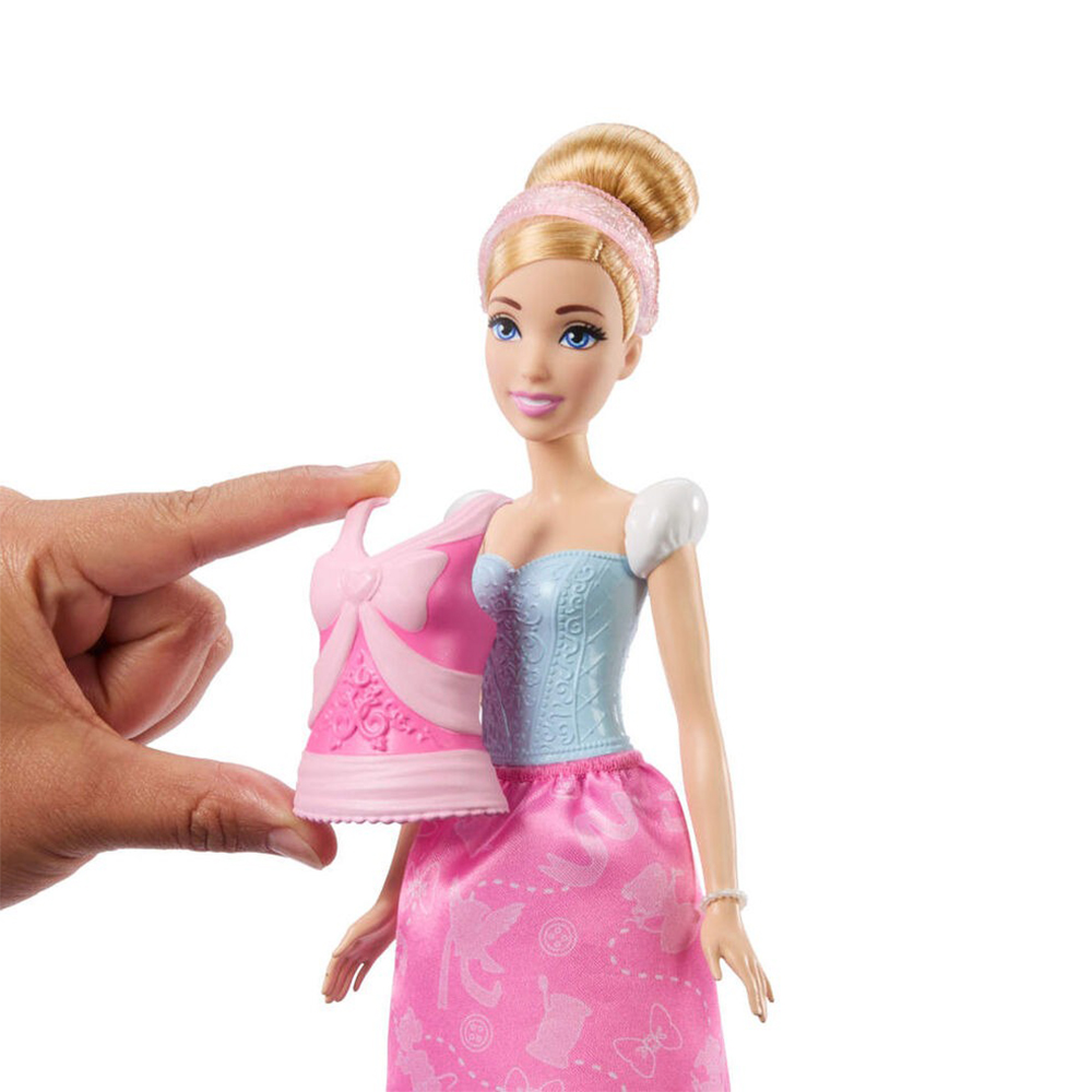 Disney Princess 2-In-1 Stories Cinderella Fashion Doll With 2 Snap-On Bodices, 2 Skirts & 9 Accessories - Image 5