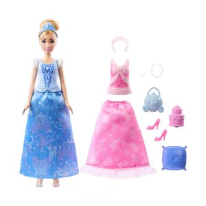 Disney Princess 2-In-1 Stories Cinderella Fashion Doll With 2 Snap-On Bodices, 2 Skirts & 9 Accessories