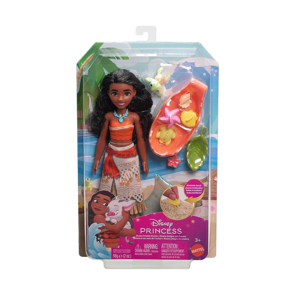 Mattel Disney Princess Ocean Friends Moana Doll With Moldable Sand, Animal Friend & 8 Accessories - Image 2