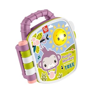 Mattel Fisher-Price Purple Monkey Musical Storybook Toy For Baby & Toddler With Lights & Sounds