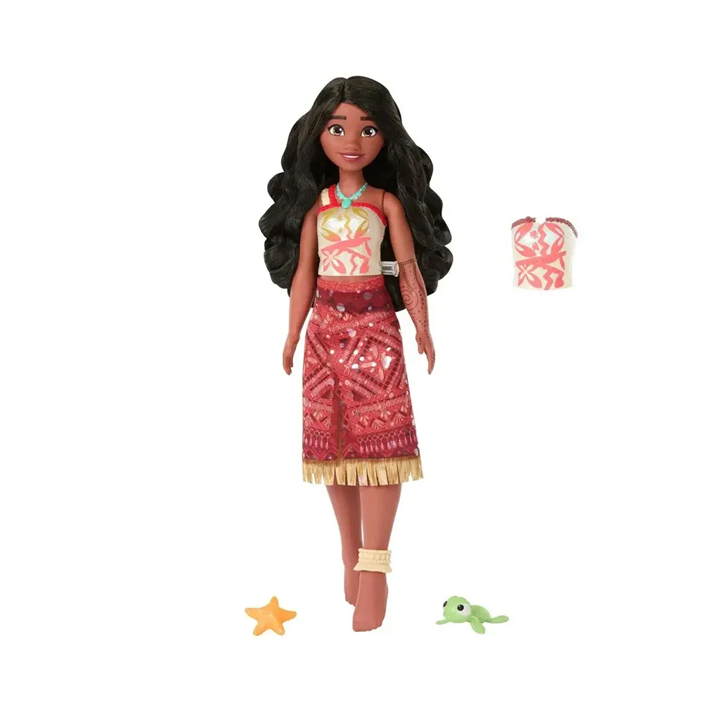 Mattel Disney Moana 2 Toys, Swimming Tautai Moana Fashion Doll with 2 Accessories