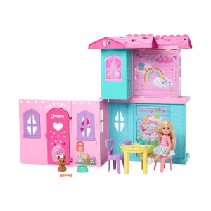 Mattel Barbie Chelsea Pop-Up Doll House With Doll & 15+ Accessories, House Expands To 17+ X 13+ Inches