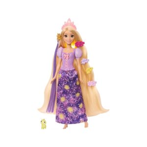 Mattel Disney Princess Light-Up Hair Rapunzel Fashion Doll W/ 5 Ways To Glow, Pascal Figure & 7 Accessories