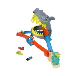 Mattel Hot Wheels City Shark Chomp Beach Playset & 1:64 Scale Die-Cast Toy Car, Big Win Moment