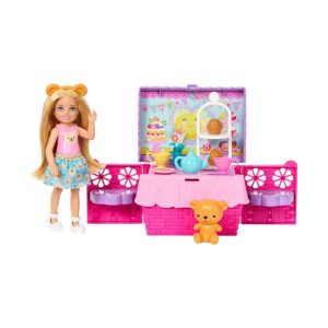 Mattel Barbie Family & Friends Club Chelsea Pop-Up Tea Party Playset With Small Doll & 10+ Accessories