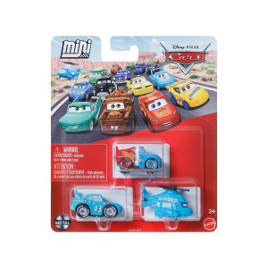 Mattel Disney and Pixar Cars Mini Racers 3-Pack Transforming Lightning McQueen, Rotor Turbosky & Strip Weathers