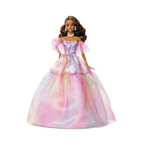Mattel Barbie Signature Birthday Wishes Fashion Doll in Dress With Pastel Rainbow Effect, Collectible Gift