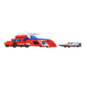 Mattel Hot Wheels Super Rigs 1:64 Scale Toy Car And Matching Transporter, 2 Vehicles Sea-Nic Route (JKN82 Group BDW51-977G)