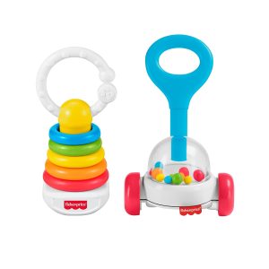 Mattel Fisher-Price Newborn Classic 2-Pack, Baby Rattle & Sensory Activity Toys For Developmental Play