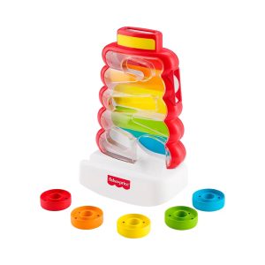 Mattel Fisher-Price Drop Through Rock-A-Stack Baby & Toddler Developmental Activity Toy, 5 Coins