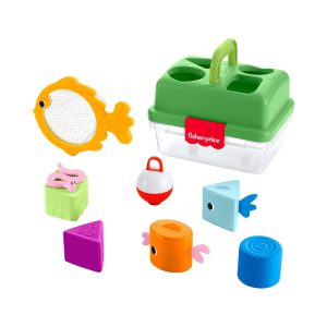 Mattel Fisher-Price Friendship Forest Sort & Store Tackle Box Baby Toy With 6 Shape Blocks & Fishing Net