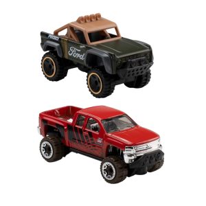 Mattel Hot Wheels Main Line 2-Pack 1:64 Chevrolet Chevy Silverado Off Road & Custom Ford Bronco (JLG12 Group FVN40-976C)