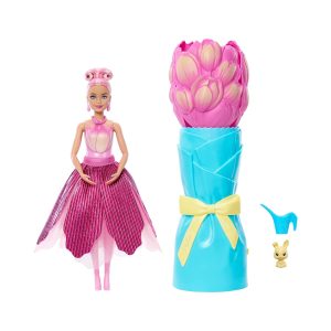 Mattel Barbie Petal Pop Scented Fashion Doll With Pink Tulip Dress, Reveal Accessories Like Bunny & More