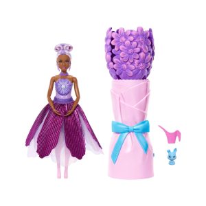 Mattel Barbie Petal Pop Scented Fashion Doll With Purple Dress, Reveal Accessories Like Bunny & More