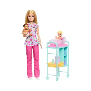 Mattel Barbie Careers Baby Doctor Playset With Blonde Fashion Doll, 2 Baby Dolls, Exam Table & Accessories