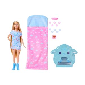 Mattel Barbie Party Unboxed Sleepover Reveal Series Blue Pajama Doll & Accessories With 7 Surprises