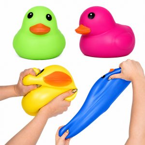 Squish Mart Jumbo Duck Squishy, 4 Colors Assortment TPR CDU6PCS (One Random Piece)