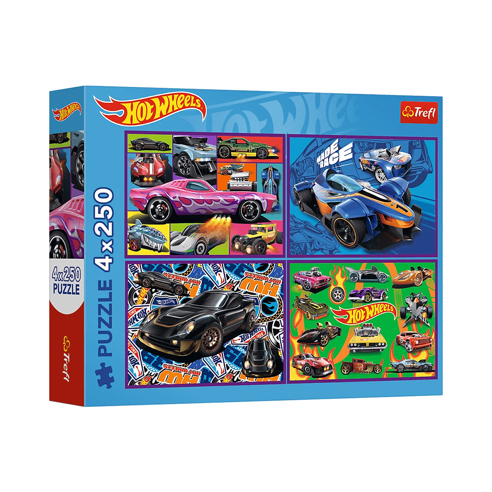 Trefl Puzzles - 4x250 - Racing cars / Mattel Hot Wheels_FSC Mix 70%