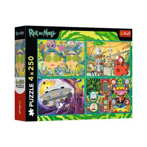 Trefl Puzzles - 4x250 - The twisted world of Rick and Morty / Warner Rick and Morty_FSC Mix 70%