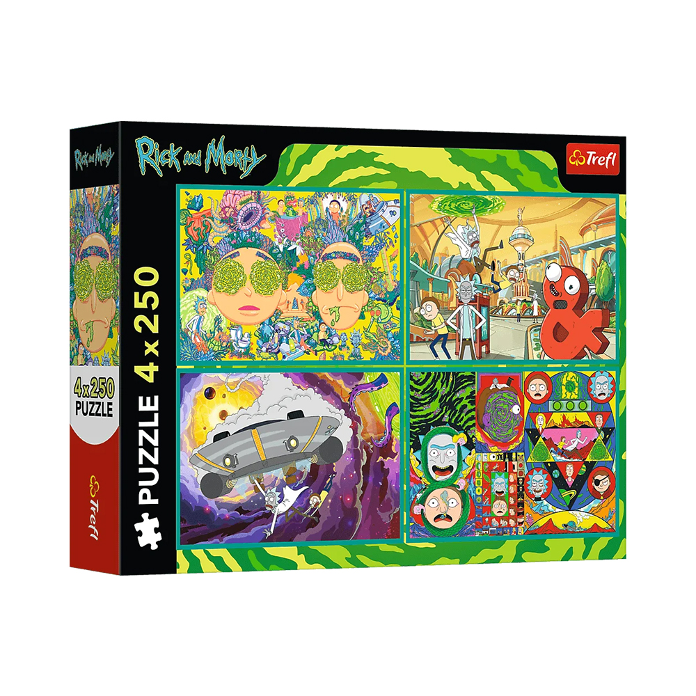 Trefl Puzzles - 4x250 - The twisted world of Rick and Morty / Warner Rick and Morty_FSC Mix 70%
