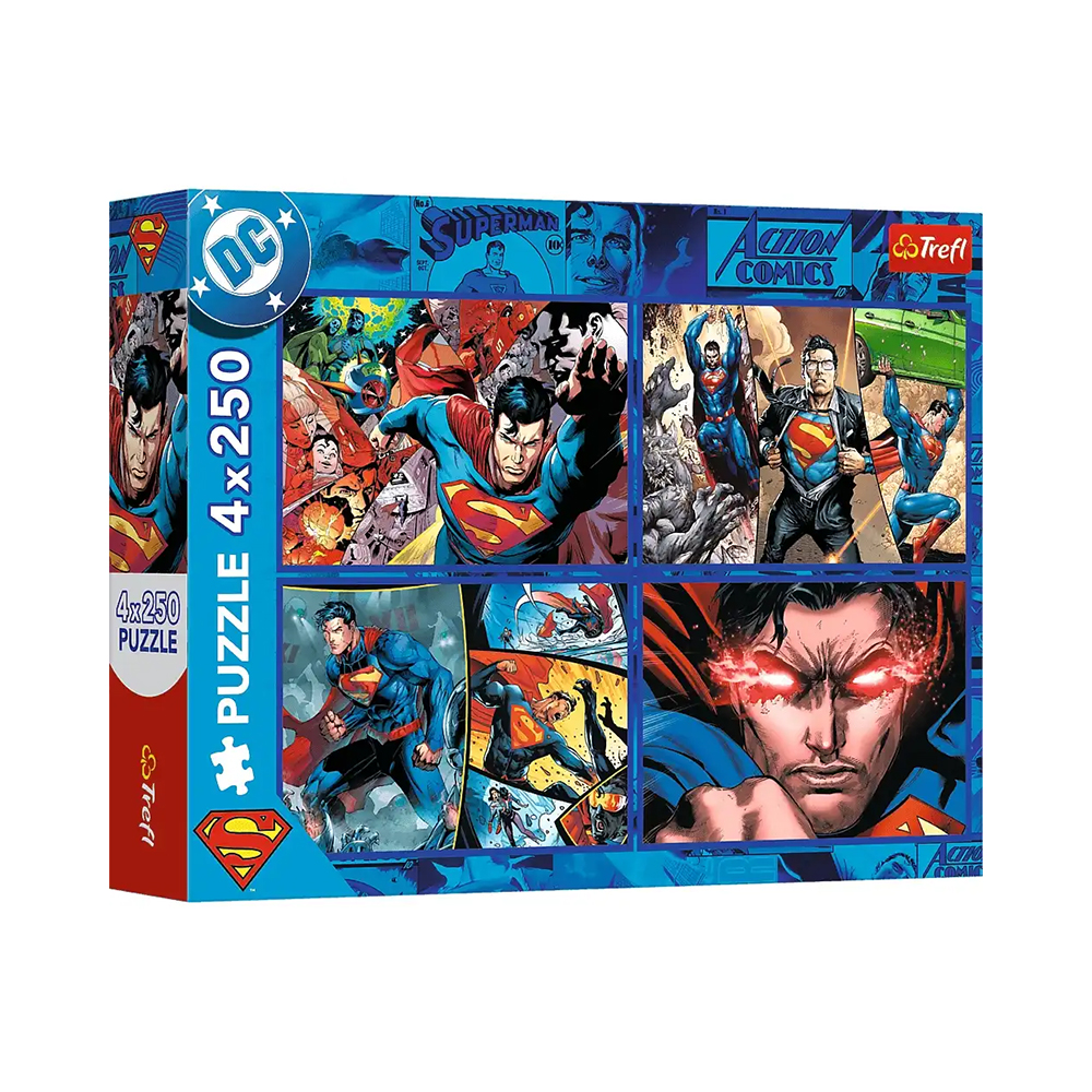 Trefl Puzzles - 4x250 - The Courage of Superman / Warner Superman_FSC Mix 70%