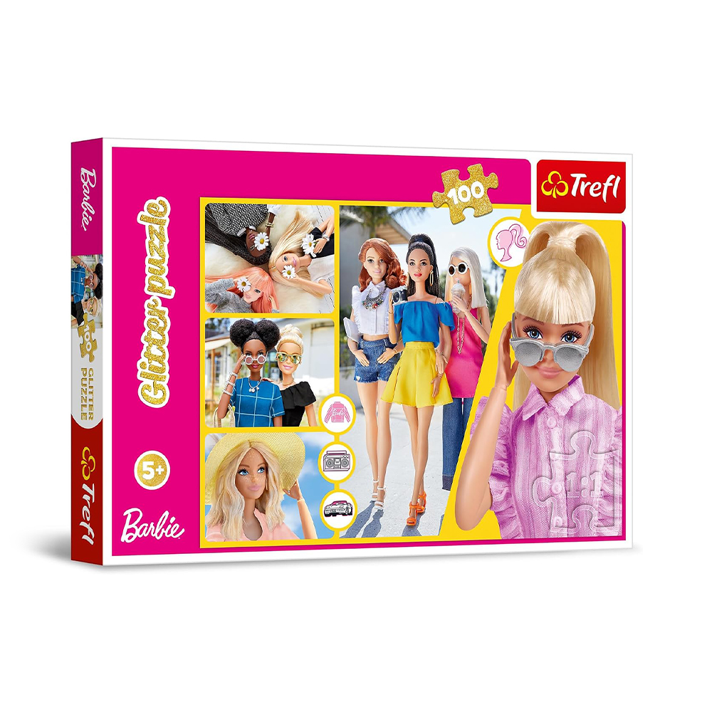 Trefl Puzzles - 100 Glitter - Glitter Barbie / Mattel, Barbie