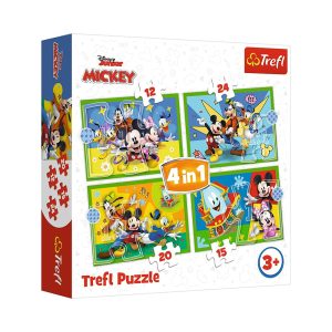 Trefl Puzzles - 4in1 (12, 15, 20, 24) - Among the friends / Disney Mickey Mouse Funhouse