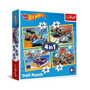 Trefl Puzzles - 4in1 - Hot Wheels vehicles / Mattel Hot Wheels