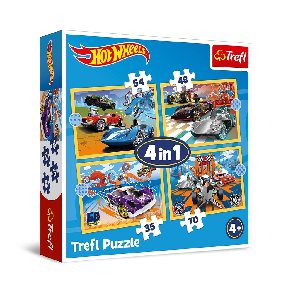 Trefl Puzzles - 4in1 - Hot Wheels vehicles / Mattel Hot Wheels