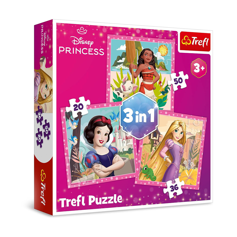 Trefl Puzzles - 3in1 - Beautiful flowers / Disney Princess