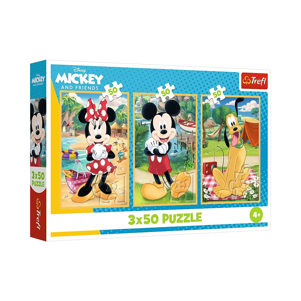 Trefl Puzzles - 3x50 - Mouse on holiday / Disney Mickey Mouse and Friendsl_FSC Mix 70%