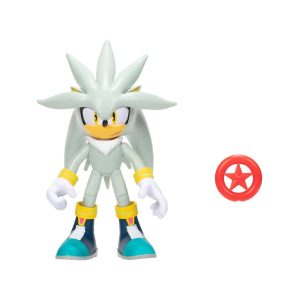 Jakks Games: Sonic the Hedgehog 35th Anniversary -Modern Silver with Red Star Ring (4 Inch)