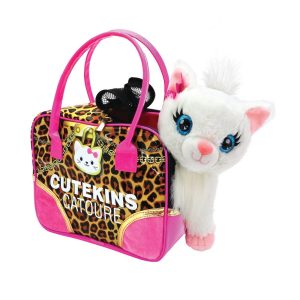 Funville -  CuteKins - White Kitten Posh Pet & Carrier Soft Doll with Carry Case